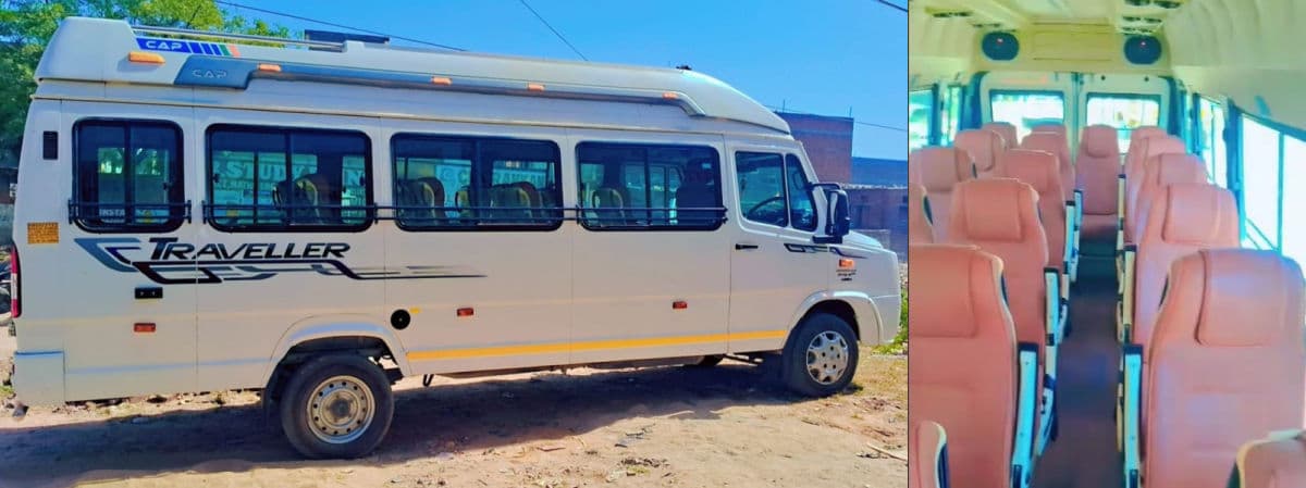 Luxury 20 Seater Tempo Traveller Exterior and Interior Cabin View Luxury 20 Seater Tempo Traveller