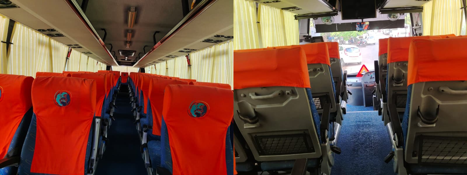 Comfortable Pushback Seats in Luxury Bus for Rajasthan Tour Luxury bus interior seats